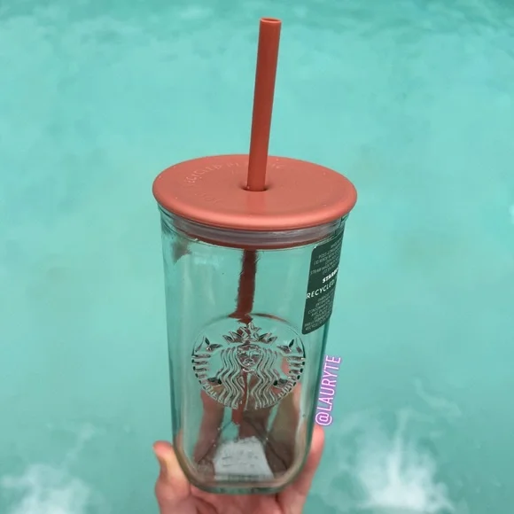 Starbucks 2024 Terracotta Brown Orange Recycled Triangle Glass Tumbler - Picture 6 of 11